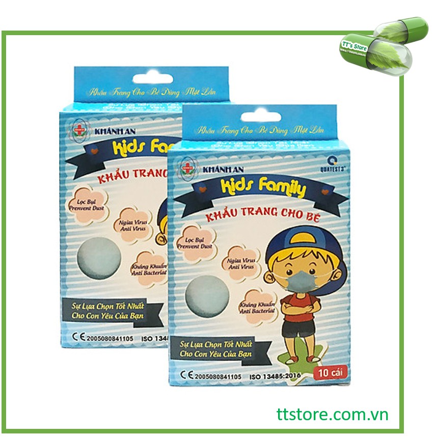 Khẩu trang y tế trẻ em Khánh An Kids Family (Hộp 10 cái) - Khẩu trang trẻ em Khánh An, khẩu trang cho bé