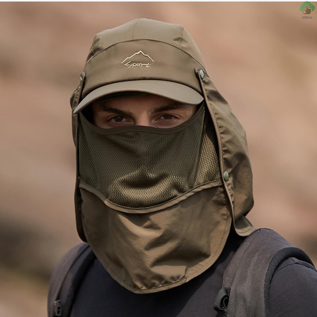 Mũ Chống Nắng Kèm Khăn Che Mặt Chất Liệu Khô Thoáng Nhanh Thời Trang Mùa Hè Cho Nam Và Nữ