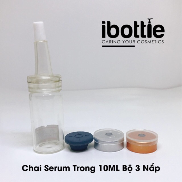 Chai lọ sang chiết mỹ phẩm - Chai chiết tinh chất 10ml bộ 3 nắp( giá bán cho 10 chai)