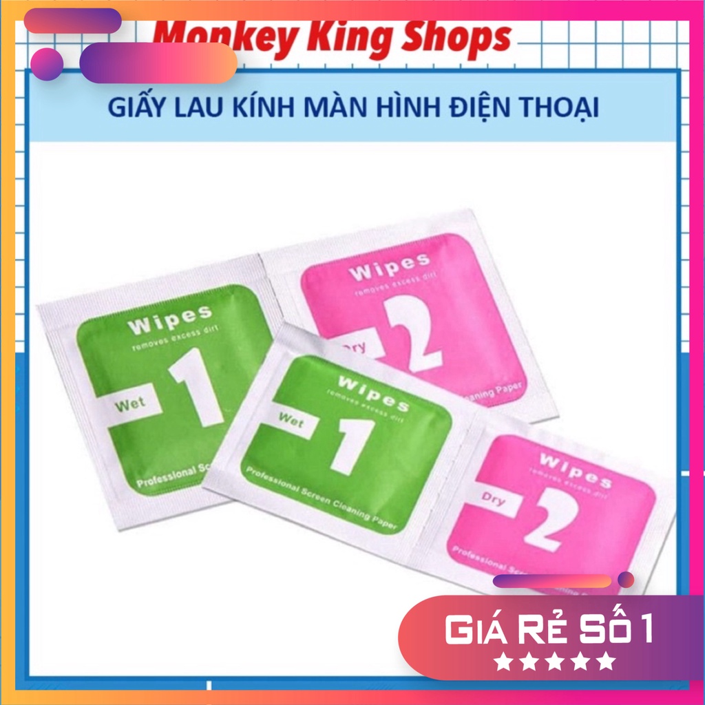 Combo 2 giấy lau 1-2 màn hình điện thoại, kính đeo, máy tính, ống kính máy ảnh vệ sinh các mặt kính siêu sạch