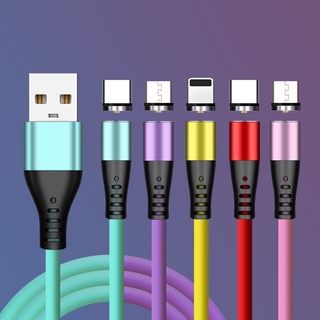 Cáp Sạc Từ Tính 3 Trong 1 360 Độ Micro USB Type C Có Đèn Led Cho Android
