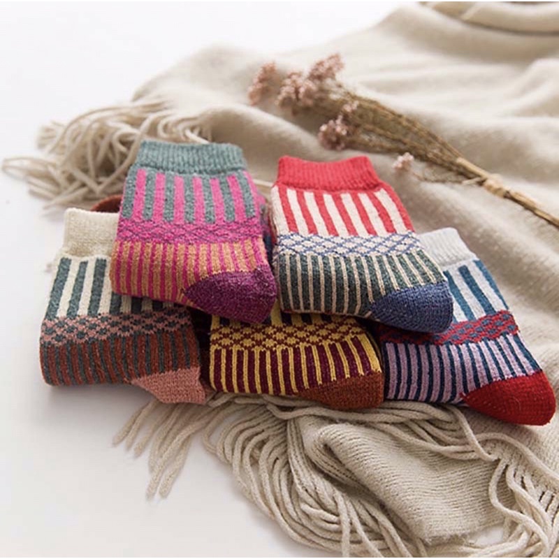 TẤT CAO CỔ NAM VỚ CAO CỔ NỮ TẤT VỚ VINTAGE UNISEX QUẢ TRÁM THỔ CẨM TONE CAM
