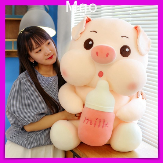 Gấu bông heo ôm bình sữa lợn bú bình mẫu thú nhồi bông siêu cute hàng cao cấp mềm mịn