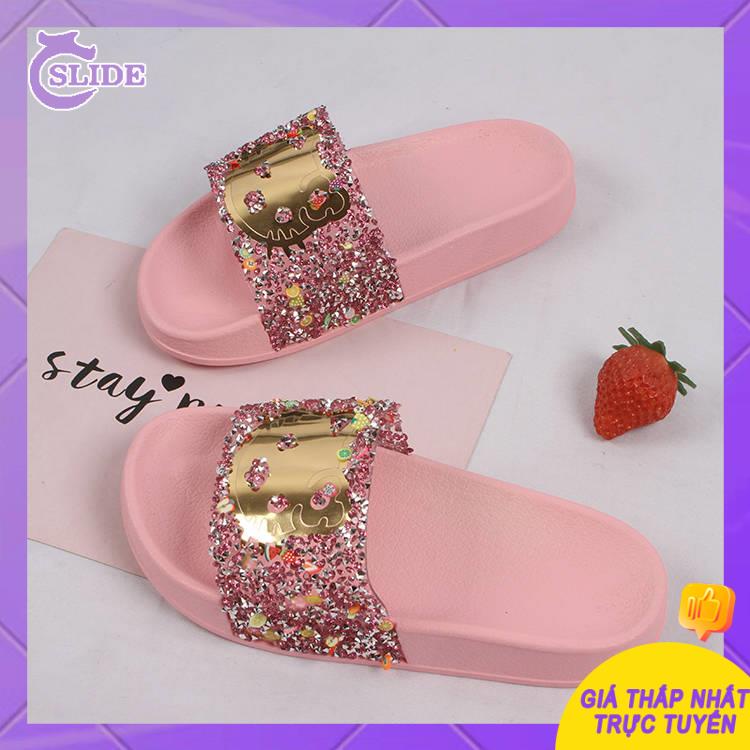 Dép bánh mì Dép Sandal Chống Trượt Đính Đá Nhiều Màu Sắc Thời Trang Mùa Hè Cho Bé