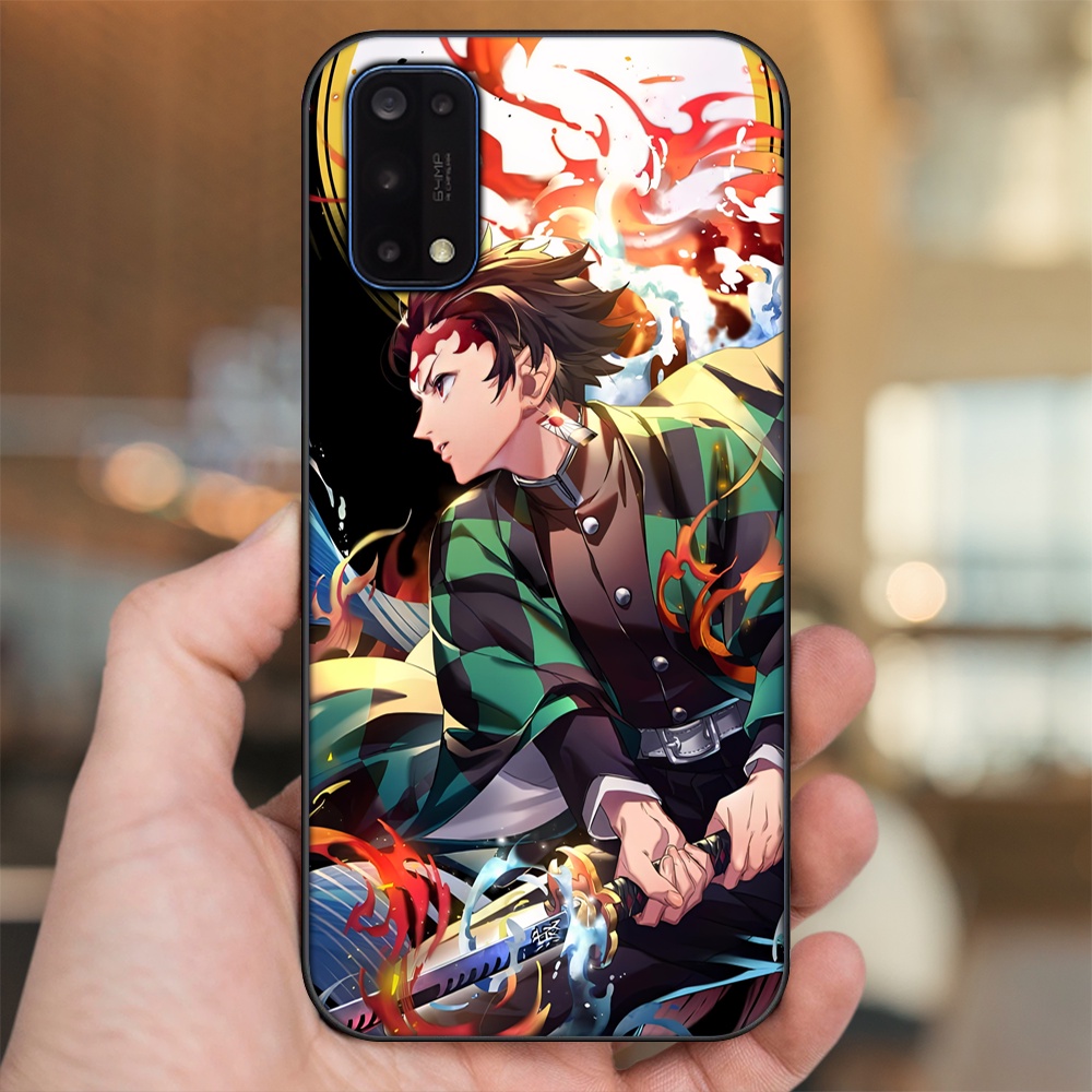 Ốp lưng Realme 7 Pro viền đen in hình Tanjiro Kimetsu No Yaiba
