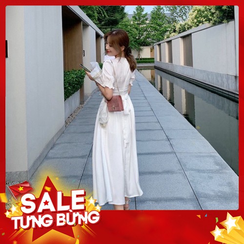 -HÀNG NHẬP KHẨU ĐẦM TRẮNG DỰ TIỆC XẺ TÀ 👉HÀNG CHUẨN LOẠI 1 CAO CẤP 👈 Đầm Trắng Nữ Form Dài,Dáng Xoè, Tay Lỡ Liên hệ mu