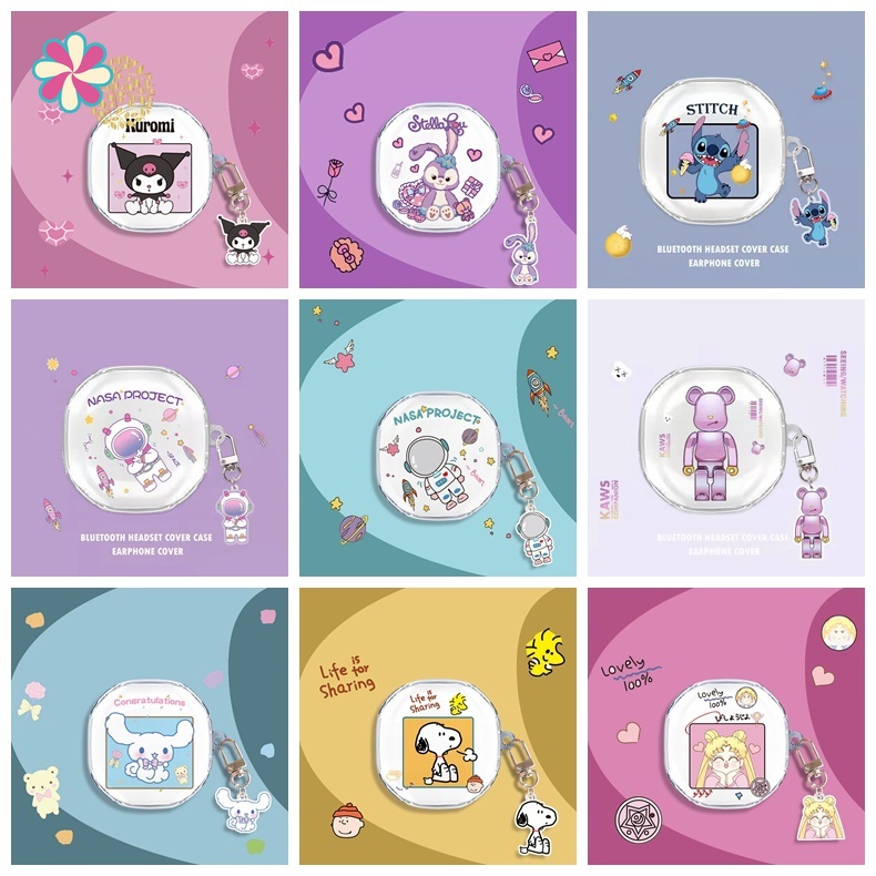 Vỏ Bọc Hộp Sạc Tai Nghe Baseus Wm01 Tws Bằng TPU Mềm Trong Suốt In Họa Tiết Hoạt Hình Dễ Thương Có Móc Khóa