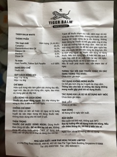 Cao Hổ Tiger Balm White Singapore
