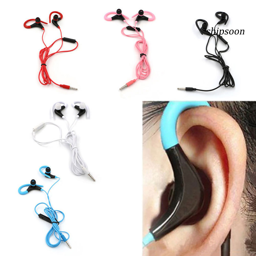 snej  Sport Running Jogging Earphone Earhook Stereo Headphone with Mic for Cell Phone