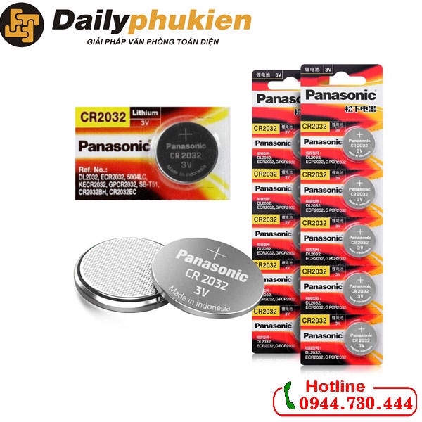 Pin CR2032 Panasonic 3V Lithium vỉ 1 viên, 3 viên, 5 viên dailyphukien