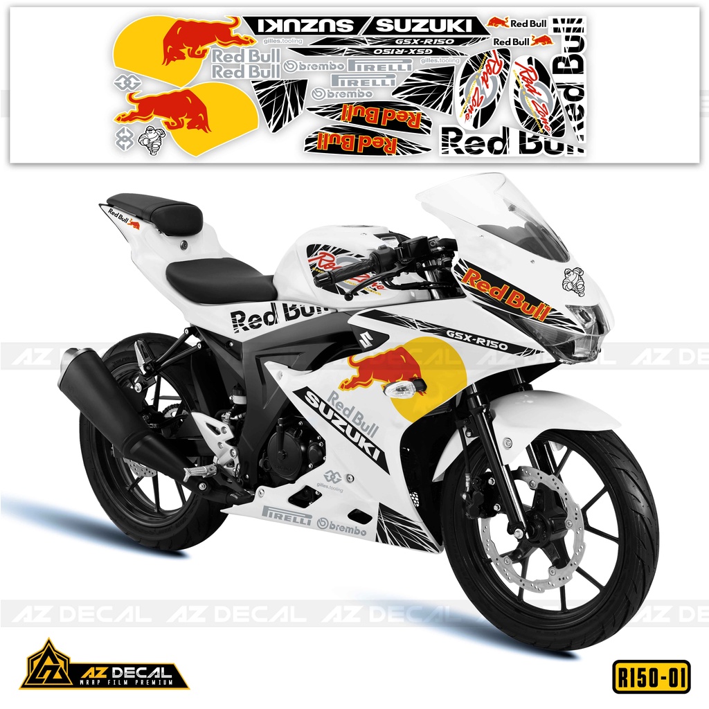 Tem Rời Dán Xe GSX R150 Nhiều Lựa Chọn Màu - Phong Cách Red Bull | GSX R150-01 | Decal Chống Nước, Chống Phai Màu