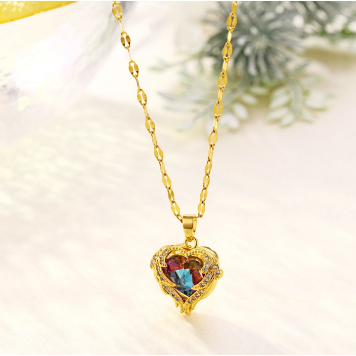 Dây chuyền nữ titan hình trái tim đính đá siêu đẹp, bền màu, hợp thời trang, dễ phối đồ