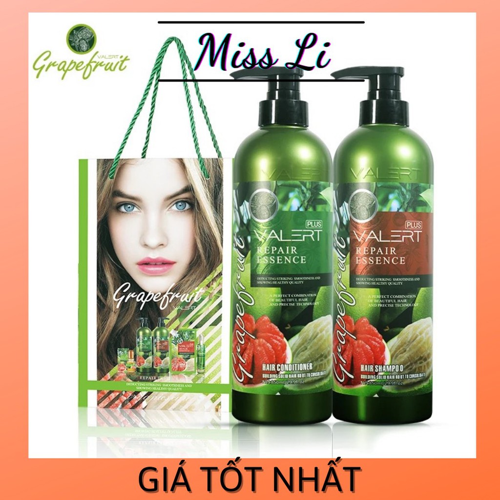 🔰 [GIÁ TỐT] 🔰CẶP DẦU GỘI XẢ BƯỞI VALERT GRAPEFRUIT PLUS 850ML KÍCH THÍCH MỌC TÓC, GIẢM GÃY RỤNG