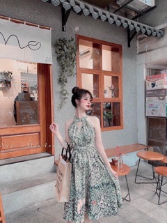 Đầm maxi hoa rừng xanh🌿🌿(Ảnh thật)