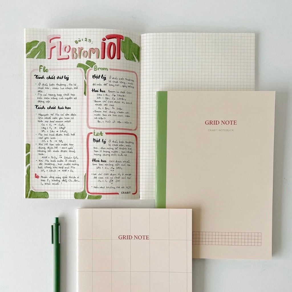 Vở ghi chép may gáy Crabit 80trang 100gsm, kẻ ngang dot grid cornel