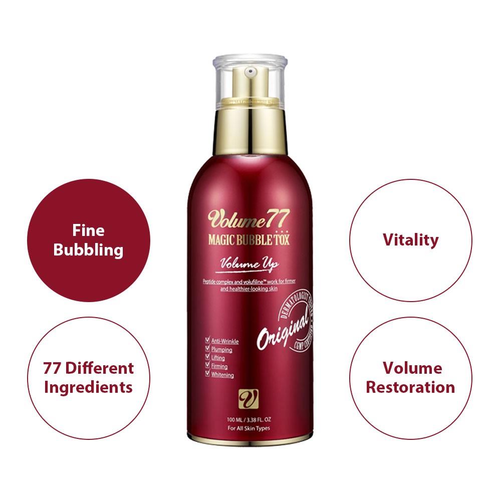 Volume77 Magic Bubble Tox Volume Up / 40ml / Volume77, EGF, Peptide, Essence, Silver Bottle, 3D Face, Nano, Bio cosmetic, Anti-Wrinkle, Wrinkle Care, Anti-Aging, hypoallergenic, Skincare, skincare solution, cosmeceutical, Younger-Looking, Skin volume