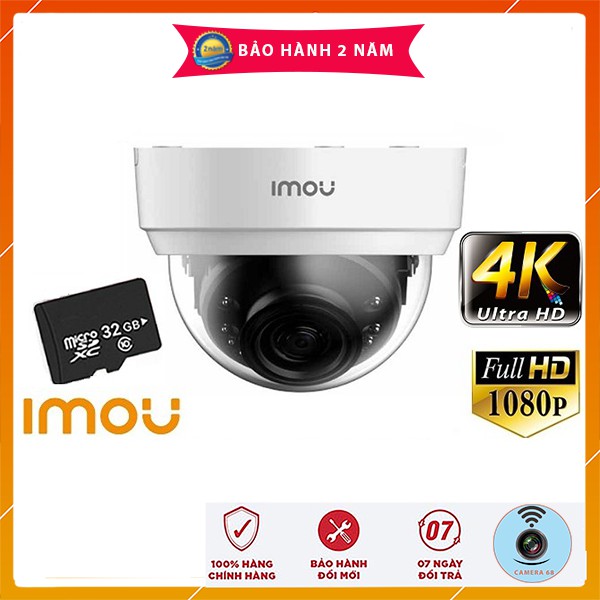 Camera IP 2M 4M Wifi Dome IMOU D22P D42P 1080p QHD(4K) FULL HD - Chính Hãng 24Th Dahua DSS