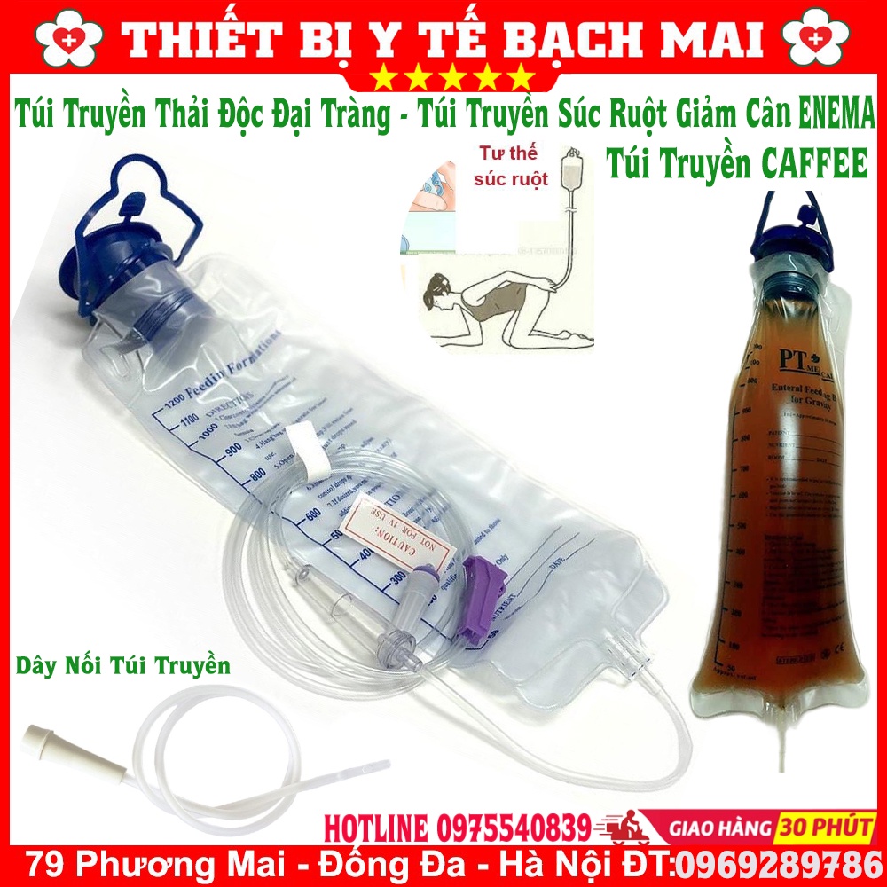 Bộ Dây Và Túi Truyền Súc Ruột Enema Thải Độc Đại Tràng Giảm Cân - Túi Truyền Caffee 1200ml