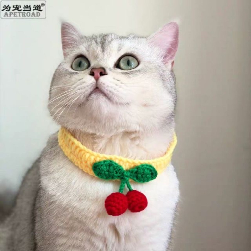 vòng cổ len cherry cho chó mèo