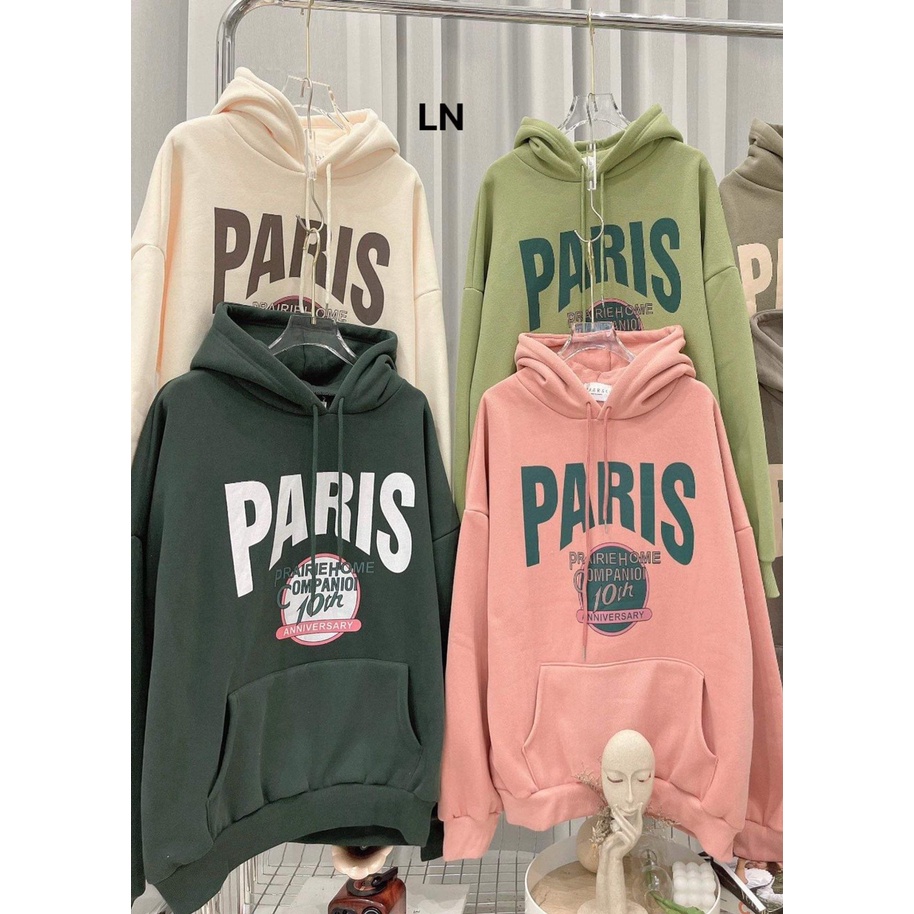 Áo khoác nỉ hoodie paris form đại tay bồng-5L5N