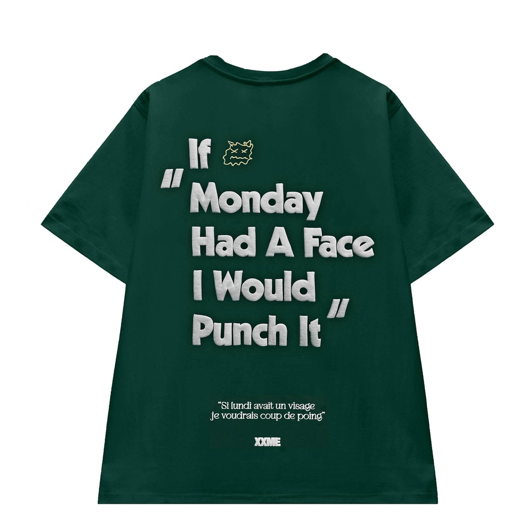 Áo thun tay lỡ nam nữ cotton thoáng mát Hate monday - XXME - Đen/ Trắng/ Đen