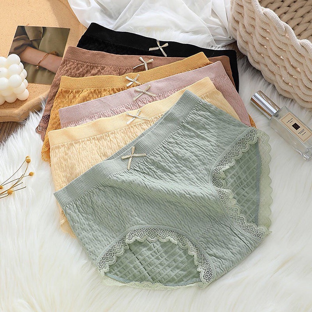 Quần lót nữ cotton kháng khuẩn vải mềm viền ren ôm bụng nâng mông Freeship Quần chip nữ thông hơi co giãn 4 chiều QL01