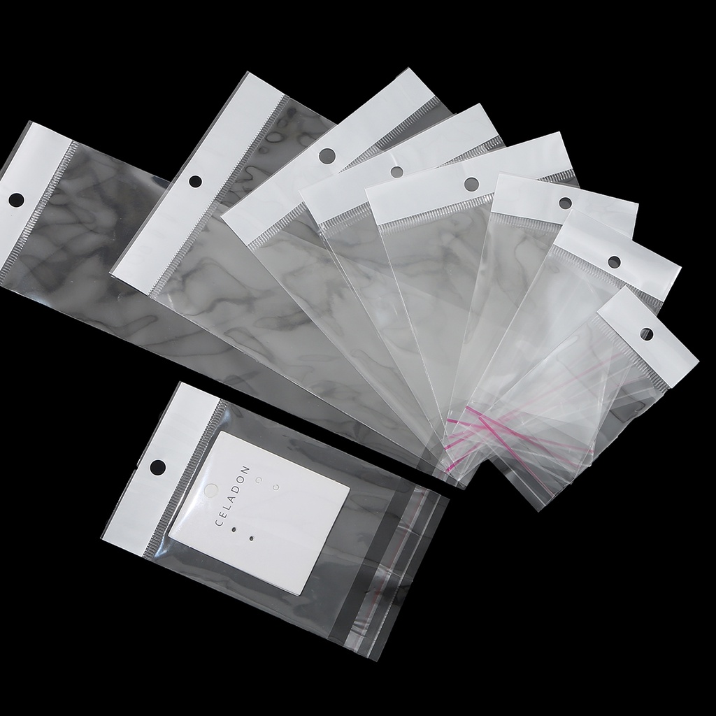 100 Túi đóng gói nhựa Opp tự dính 5x10.5cm-8x27cm thiết kế trong suốt hai lớp