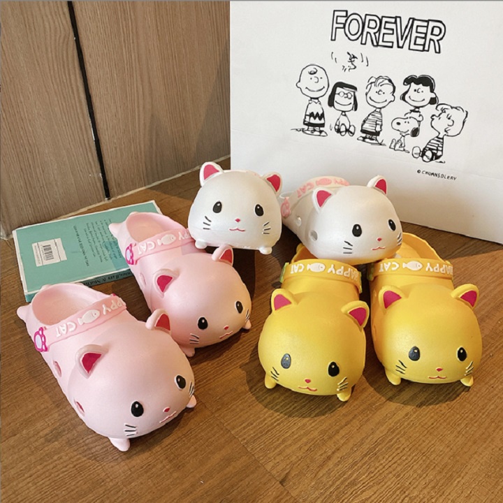 [ĐỘC LẠ] Dép nhựa mang trong nhà hoạt hình mèo Kitty Happy Cat dễ thương cute siêu nhẹ mềm dép cross xinh S252