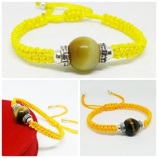 Vòng tay đá mắt hổ 12 ly tết dây phong thủy