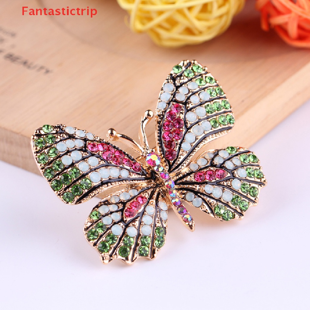 Ghim Cài Áo Hình Bướm Đính Đá Pha Lê Thanh Lịch Thời Trang Cho Nữ