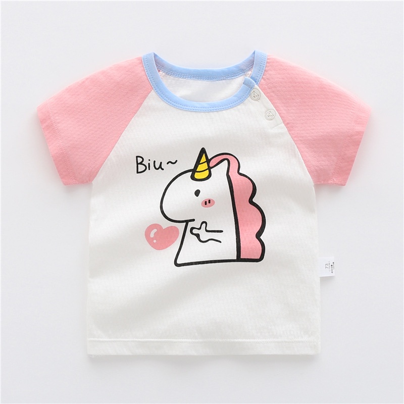 Áo Thun Cotton Tay Ngắn Màu Hồng Thời Trang Mùa Hè 1020 Cho Bé Gái