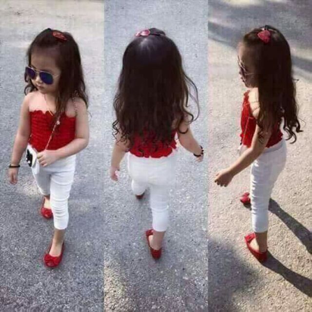Set áo dún đỏ quần trắng