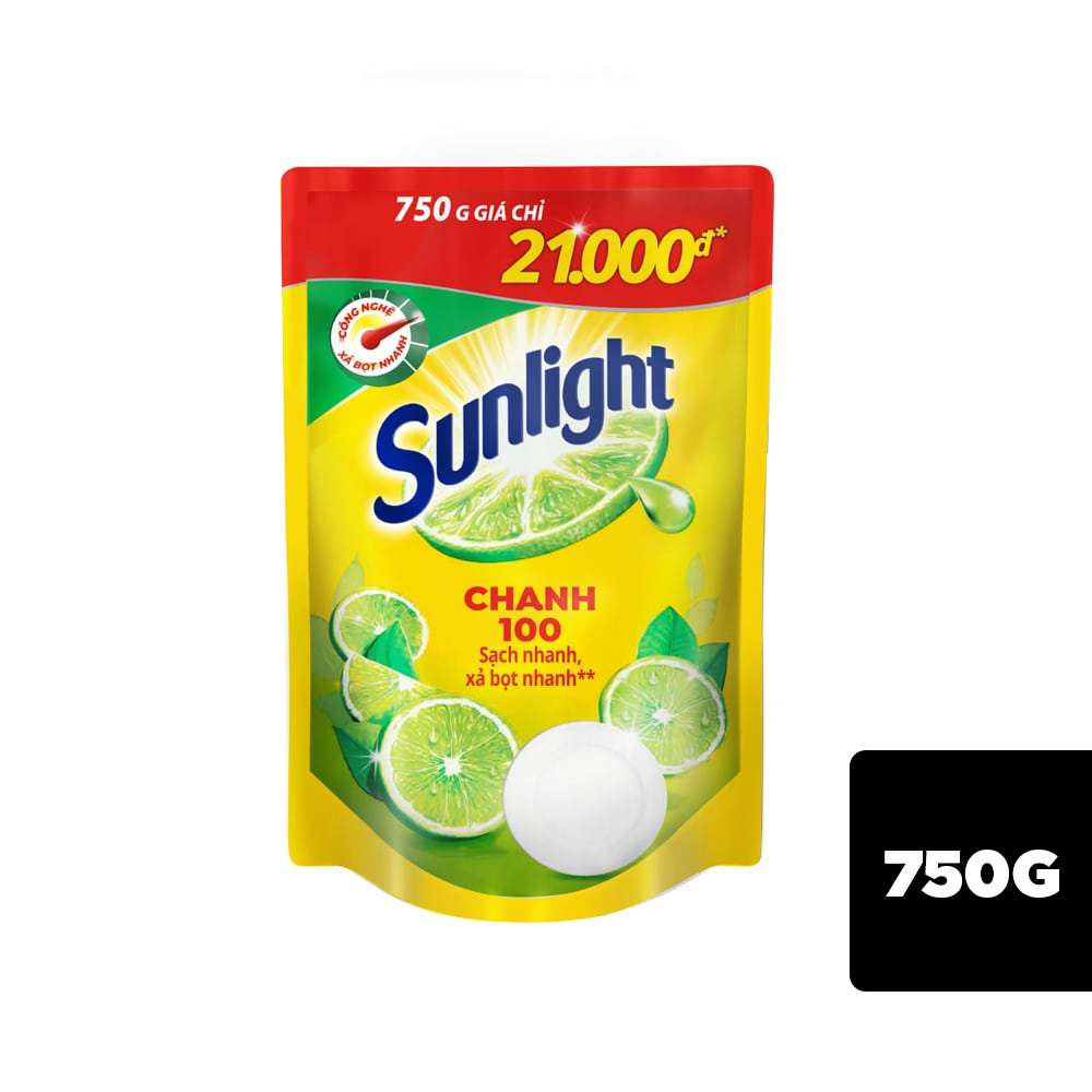 Nước rửa chén Sunlight Chanh 100 chiết xuất chanh tươi túi 725ml
