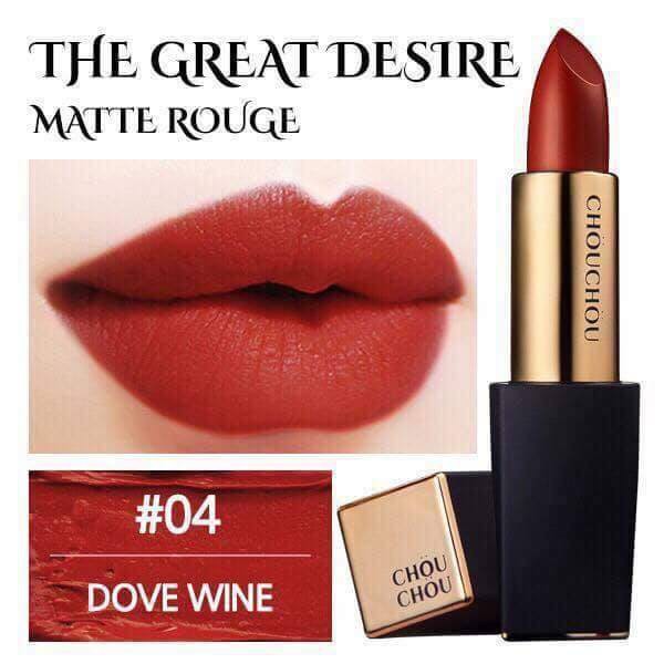 [Auth] Son thỏi lì Chou Chou The Great Desire Matte Rouge Hàn Quốc