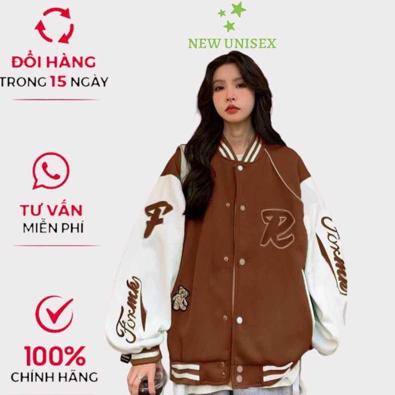 Áo Khoác Bomber Nữ Chất Nỉ Mềm Mịn Phối Tay Trắng Logo In Sắc Nét Form Rộng Che Nắng Chắn Gió Mặc Thoai Mái [NEW UNISEX]