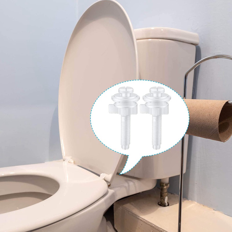 Bộ 4 Ốc Vít Bản Lề Bồn Cầu Kèm Đai Ốc Nhựa Và Vòng Đệm Thay Thế Tiện Dụng