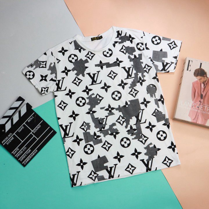 ÁO THUN NAM HOA TIẾT PHỐI MÀU LOANG ĐẸP TINH TẾ  CHẤT THUN COTTON CO GIẢN CÓ HAI MÀU ĐEN TRẮNG