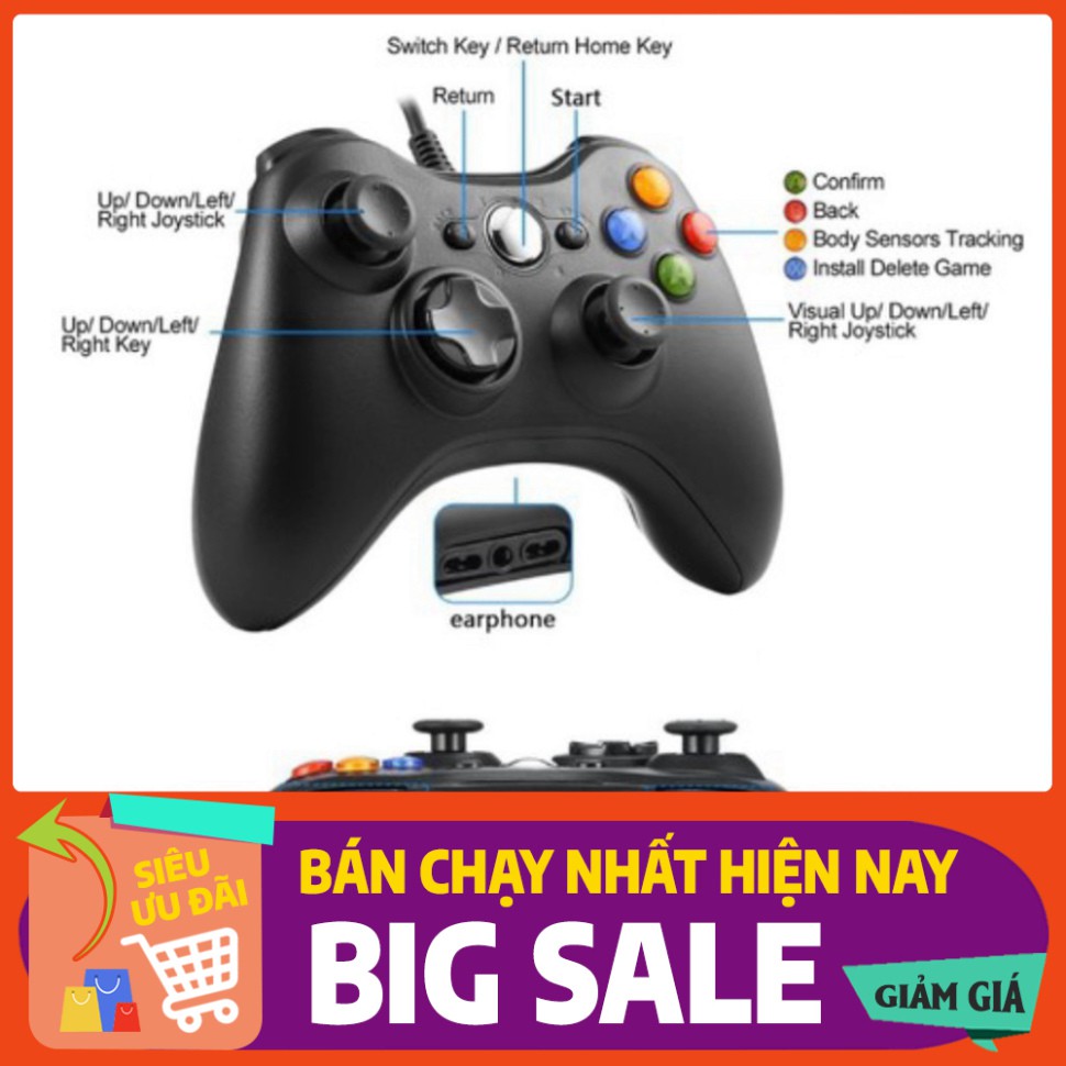 [FREE SHIP] 💥[CHÍNH HÃNG - BẢO HÀNH 1 NĂM  ]💥Tay Cầm Chơi Game Xbox 360 Hỗ trợ tất cả các thiệt bị Android , PC , PS3,