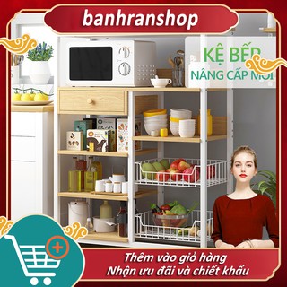 Kệ bếp nhiều tầng để được lò vi sóng, rổ rá nồi niêu, giá để đồ phòng bếp đa năng nhiều tầng tiện sử dụng FU210