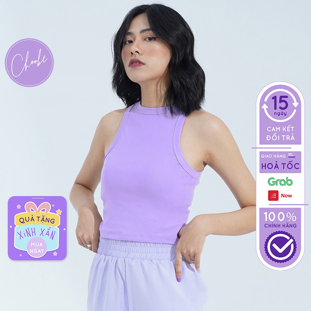 Áo croptop Choobe vải cotton cao cấp ba lỗ nữ sát nách form ôm thun co giãn thoáng mát A26