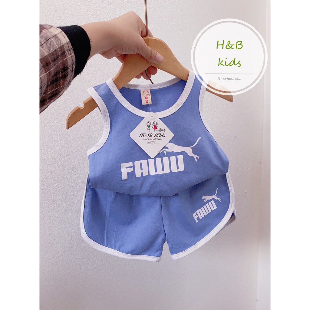 Đồ bộ 3 lỗ form thể thao cho bé trai và gái fawu