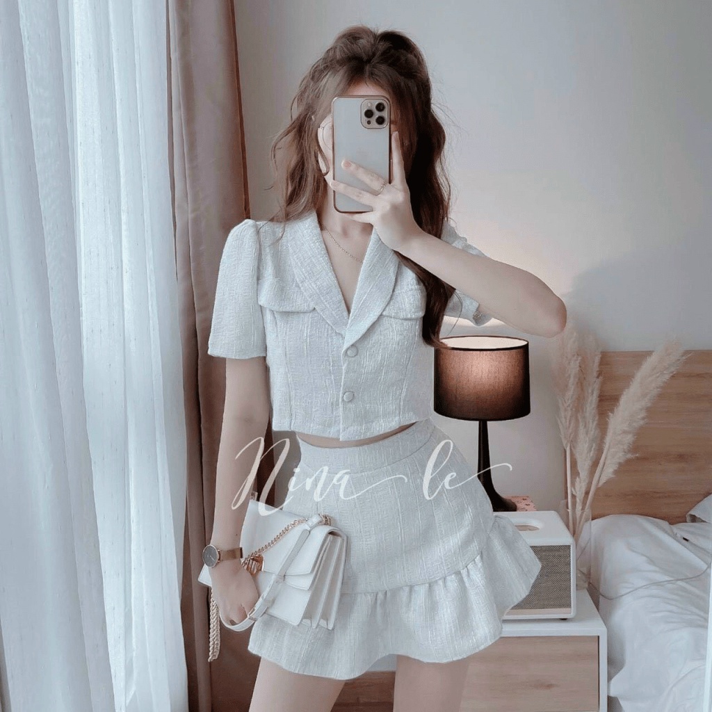 SÉT ÁO VEST VÀ CHÂN VÁY ÔM BODY, VẢI BỐ XIN ĐẸP LUNG LINH NHƯ HÌNH LT