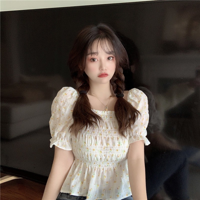 Áo hoa nhí tay ngắn phong cách Hàn Quốc