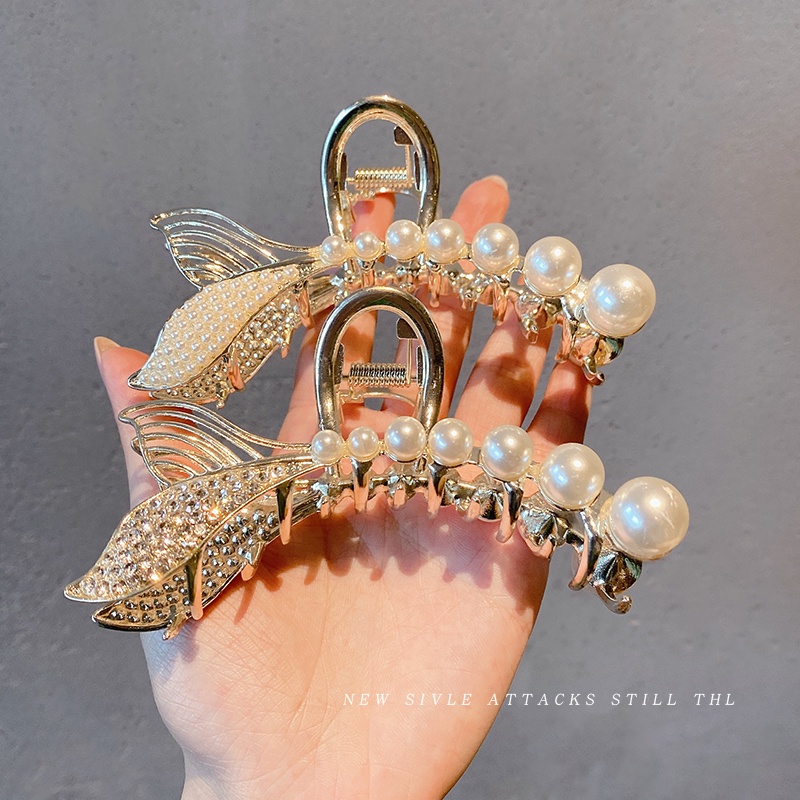 Kẹp Tóc Kim Loại Đính Đá Ngọc Trai Thời Trang Hàn Quốc