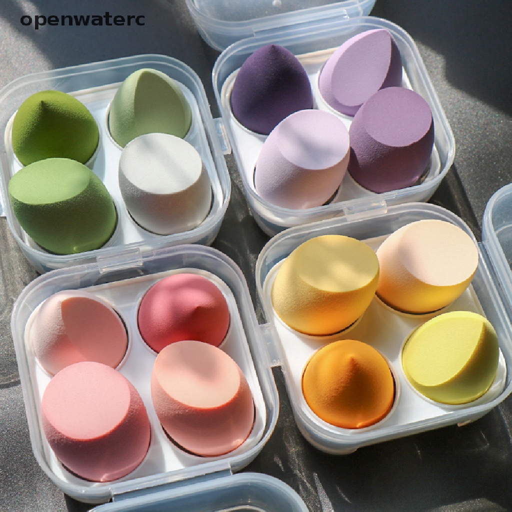 [Hàng mới về] Set 4 bông trang điểm có hộp đựng làm dụng cụ trang điểm làm đẹp