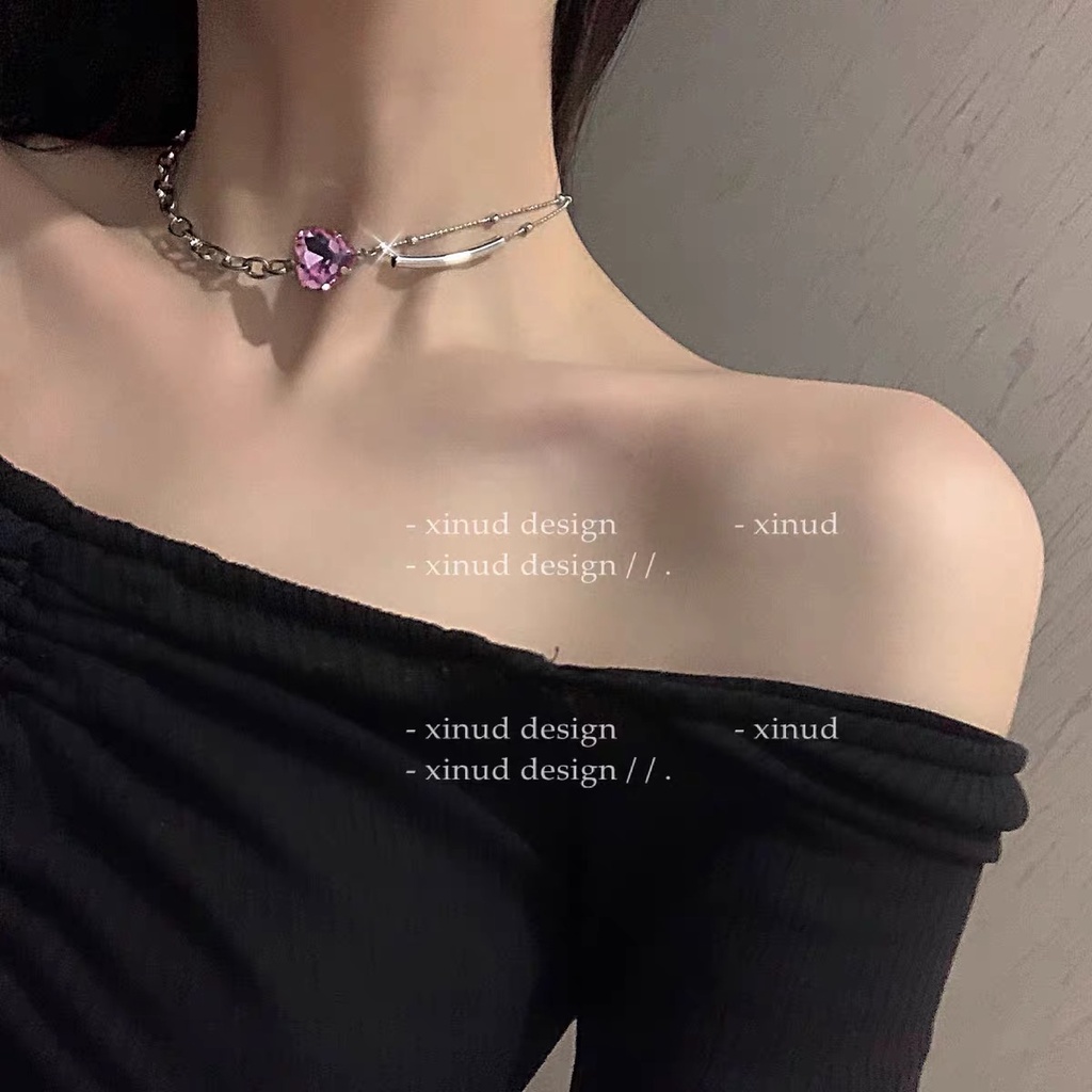 Choker Vòng Cổ Hợp Kim Phối Đá Trái Tim Xinh Xắn Mainia Shop