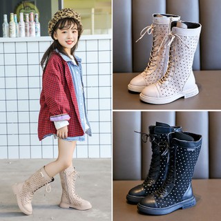 Giày bốt bé gái kiểu chiến binh chất da mềm dễ phối với váy đi dự tiệc TC1