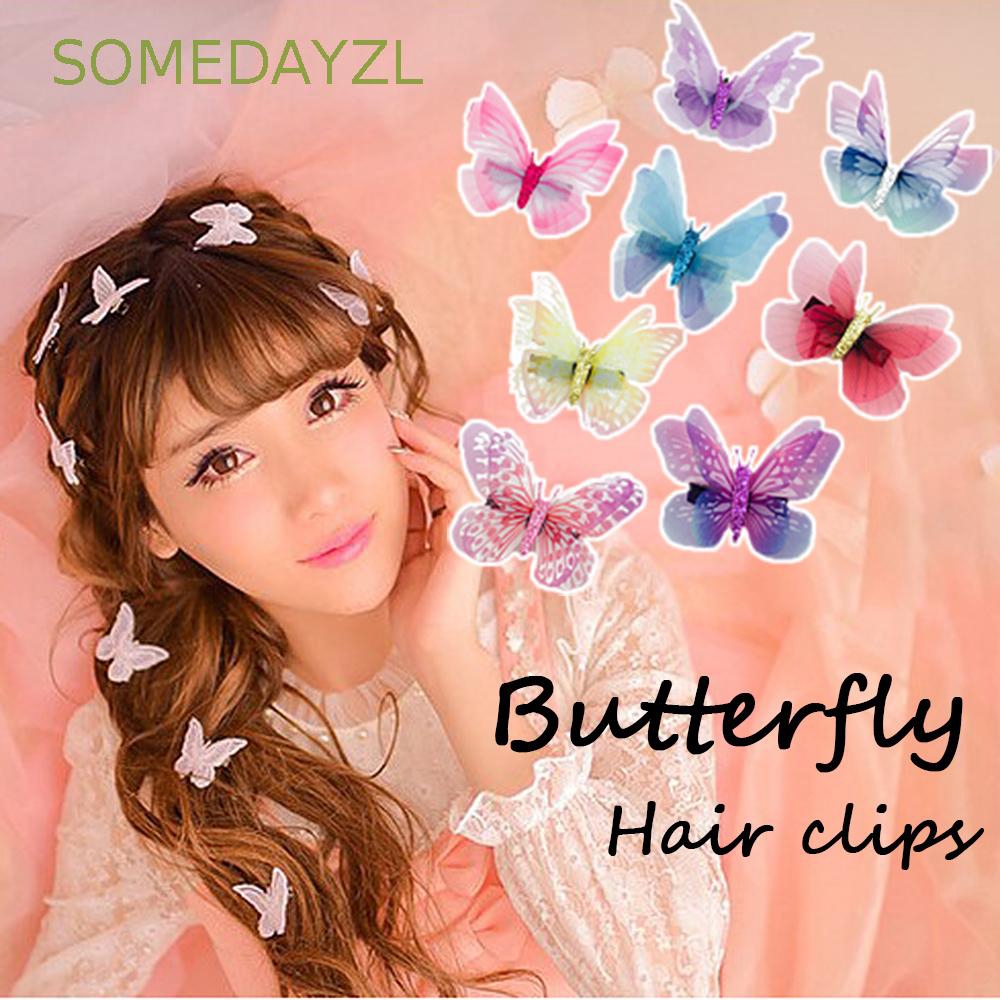 SOMEDAYZL Lace Wedding Colorful Yarn Butterfly Hairpin
