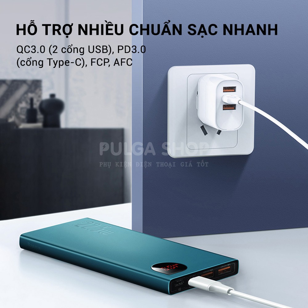 Sạc Dự Phòng Baseus 10000mAh Hỗ Trợ PD/QC3.0 Sạc Nhanh 22.5W Cho Iphone Samsung Xiaomi Oppo