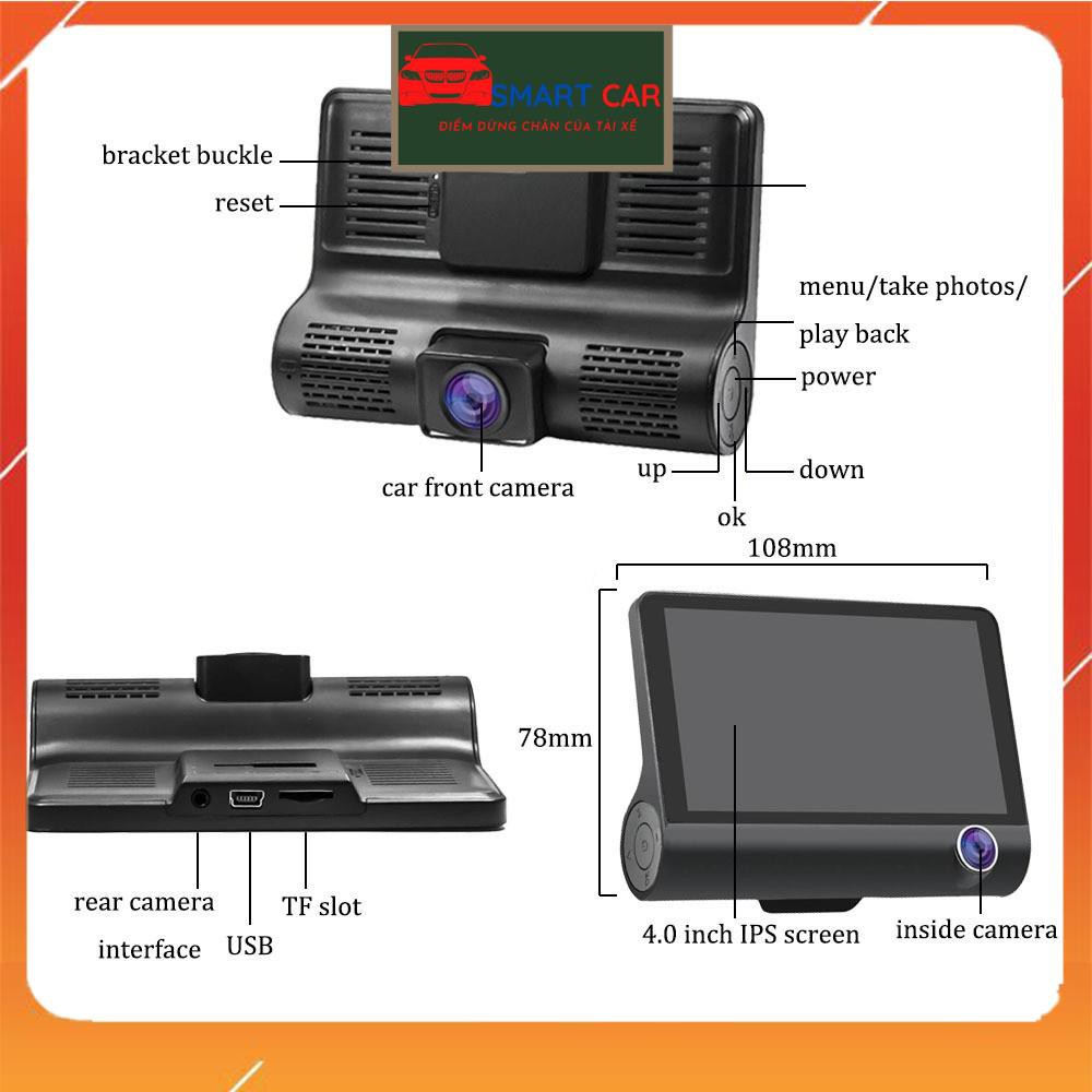 Camera Hành Trình Ô Tô 3 Mắt Camera, Màn Hình 4 Inh Full HD, Ghi Hình Đa Chiều, Có Chế Độ Ghi Đè Kèm Thẻ Nhớ 32G/64G | BigBuy360 - bigbuy360.vn